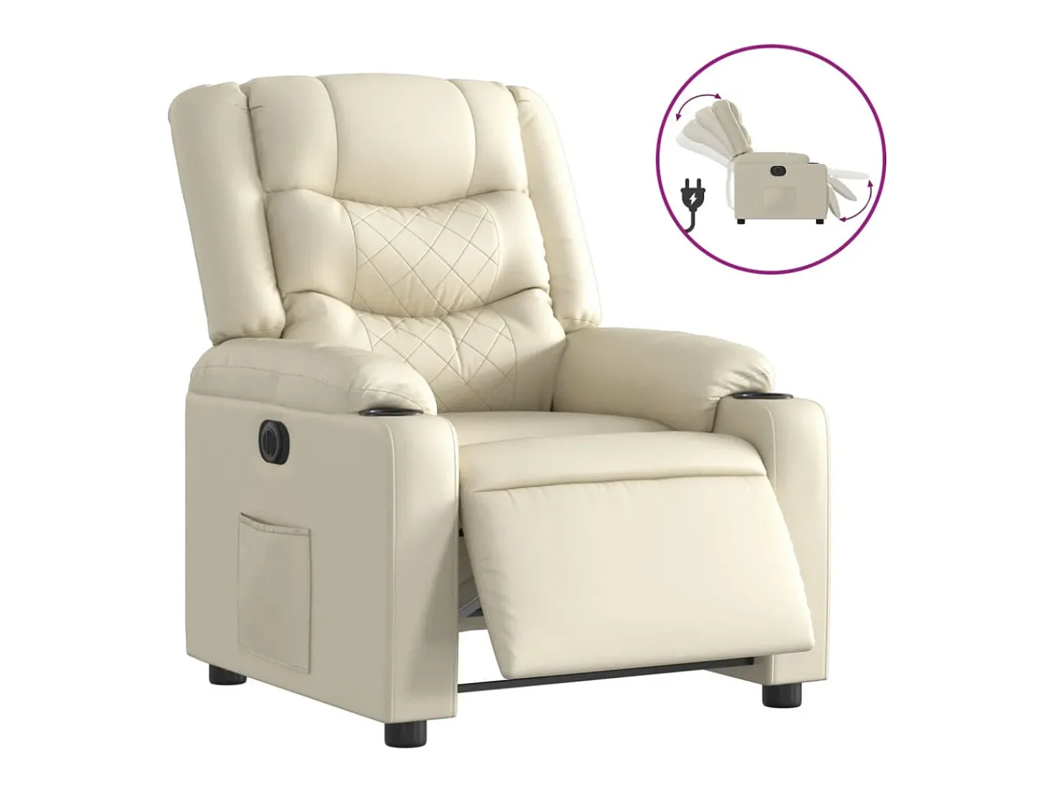 Poltrona reclinável elétrica couro artificial cor PT533939^ Poltrona