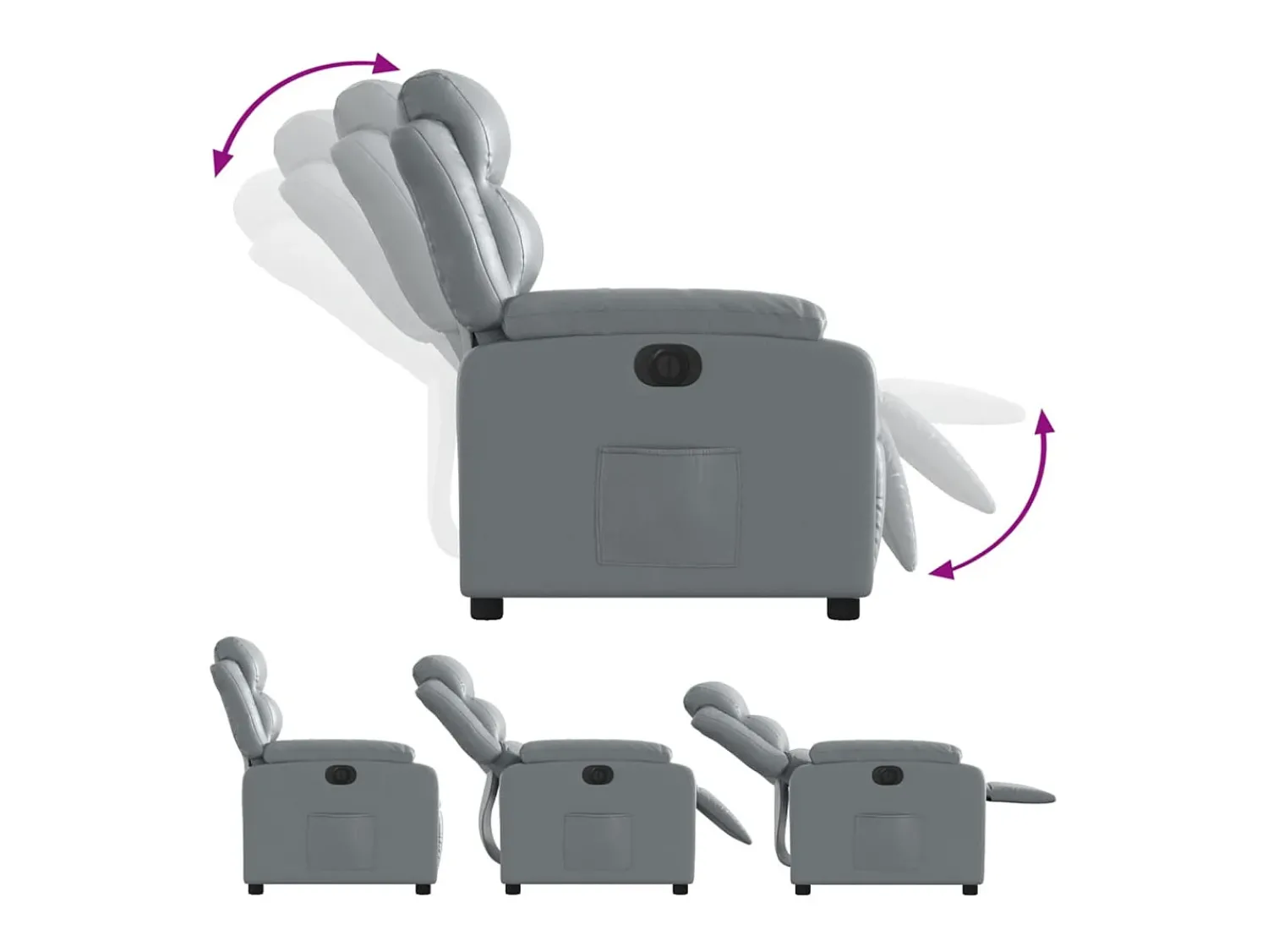 Poltrona|vidaxl Poltrona reclinável elétrica couro artificial Cinzento