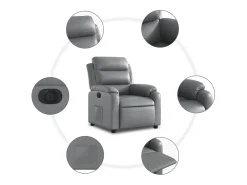 Poltrona|vidaxl Poltrona reclinável elétrica couro artificial Cinzento
