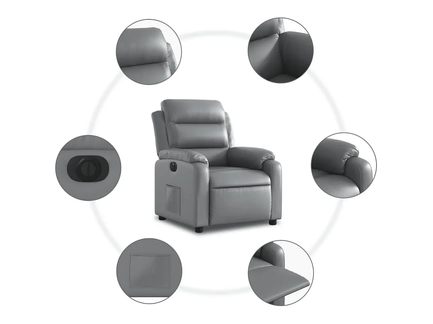 Poltrona|vidaxl Poltrona reclinável elétrica couro artificial Cinzento