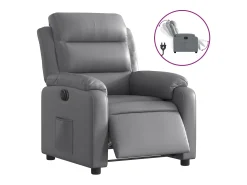 Poltrona|vidaxl Poltrona reclinável elétrica couro artificial Cinzento