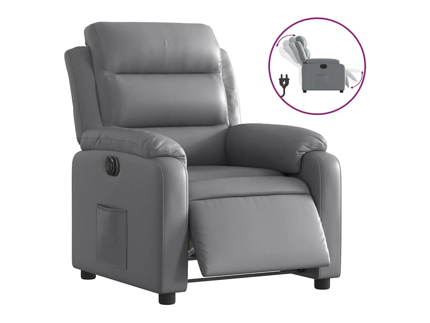 Poltrona|vidaxl Poltrona reclinável elétrica couro artificial Cinzento