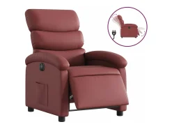 Poltrona*vidaxl Poltrona reclinável elétrica couro artificial vermelho tinto Bordeaux