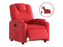 Poltrona| Poltrona reclinável elétrica couro artificial PT964910 Vermelho