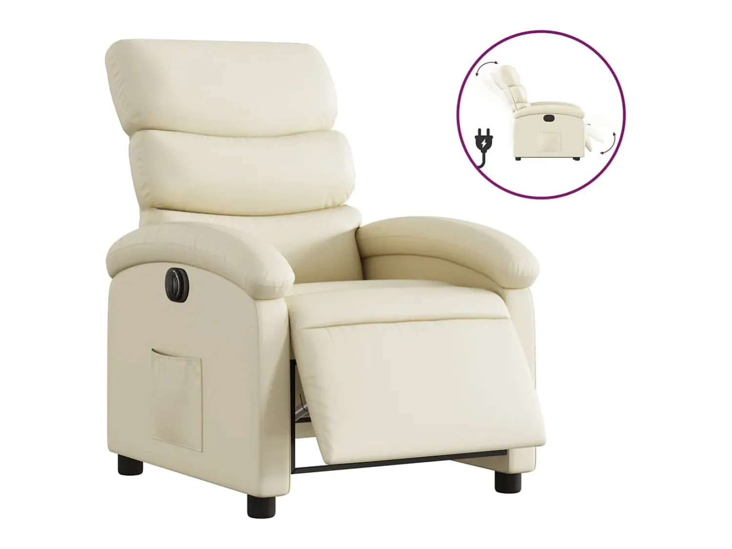 Poltrona*vidaxl Poltrona reclinável elétrica couro artificial cor Creme