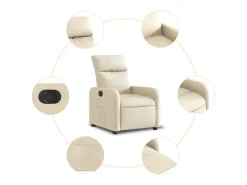 Hot vidaxl Poltrona reclinável elétrica tecido cor Creme
