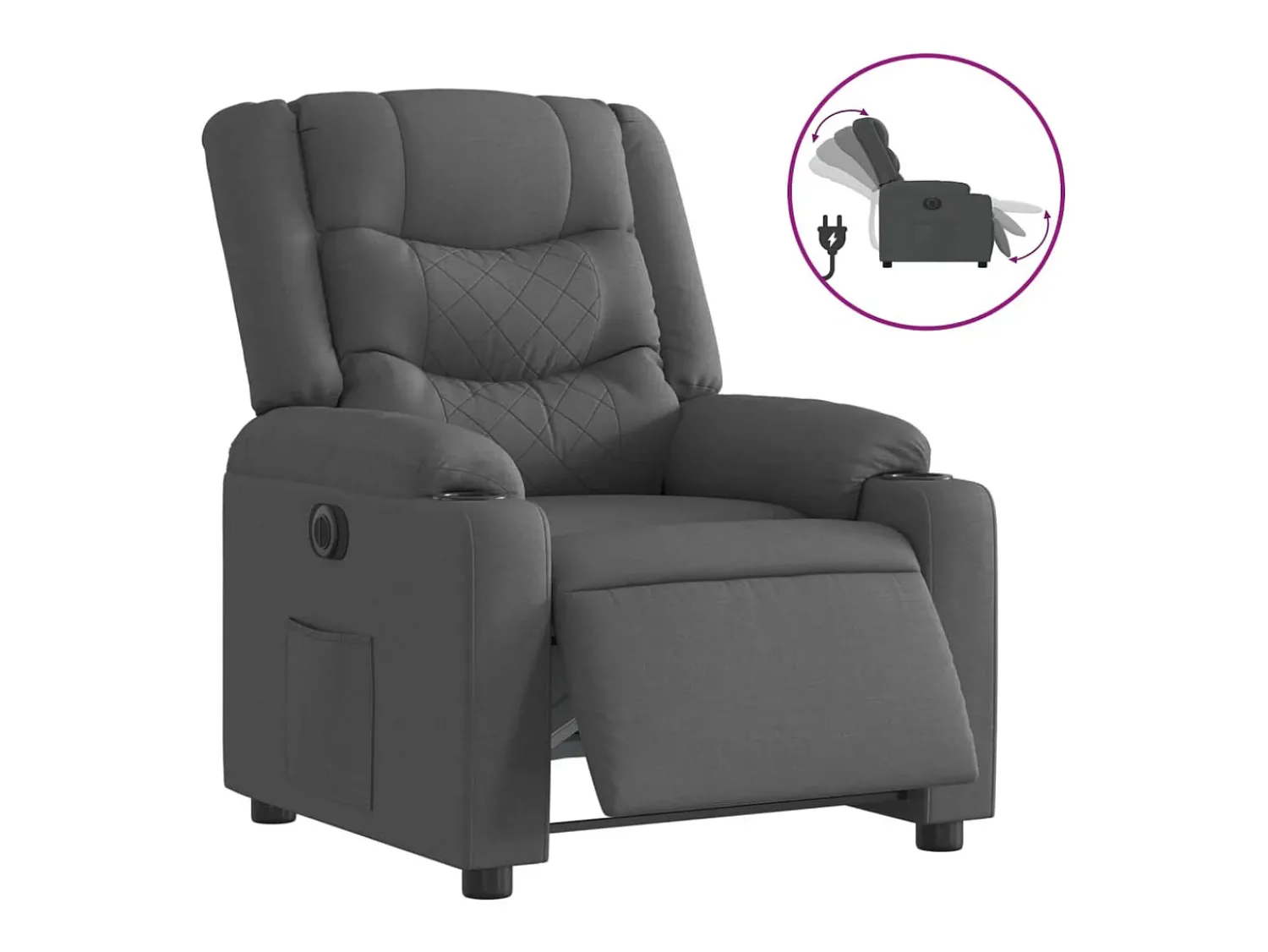 Discount Poltrona reclinável elétrica tecido -escuro PT231588 Cinzento