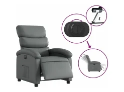 Poltrona* Poltrona reclinável elétrica couro artificial PT915146 Cinzento