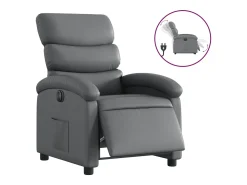 Poltrona* Poltrona reclinável elétrica couro artificial PT915146 Cinzento