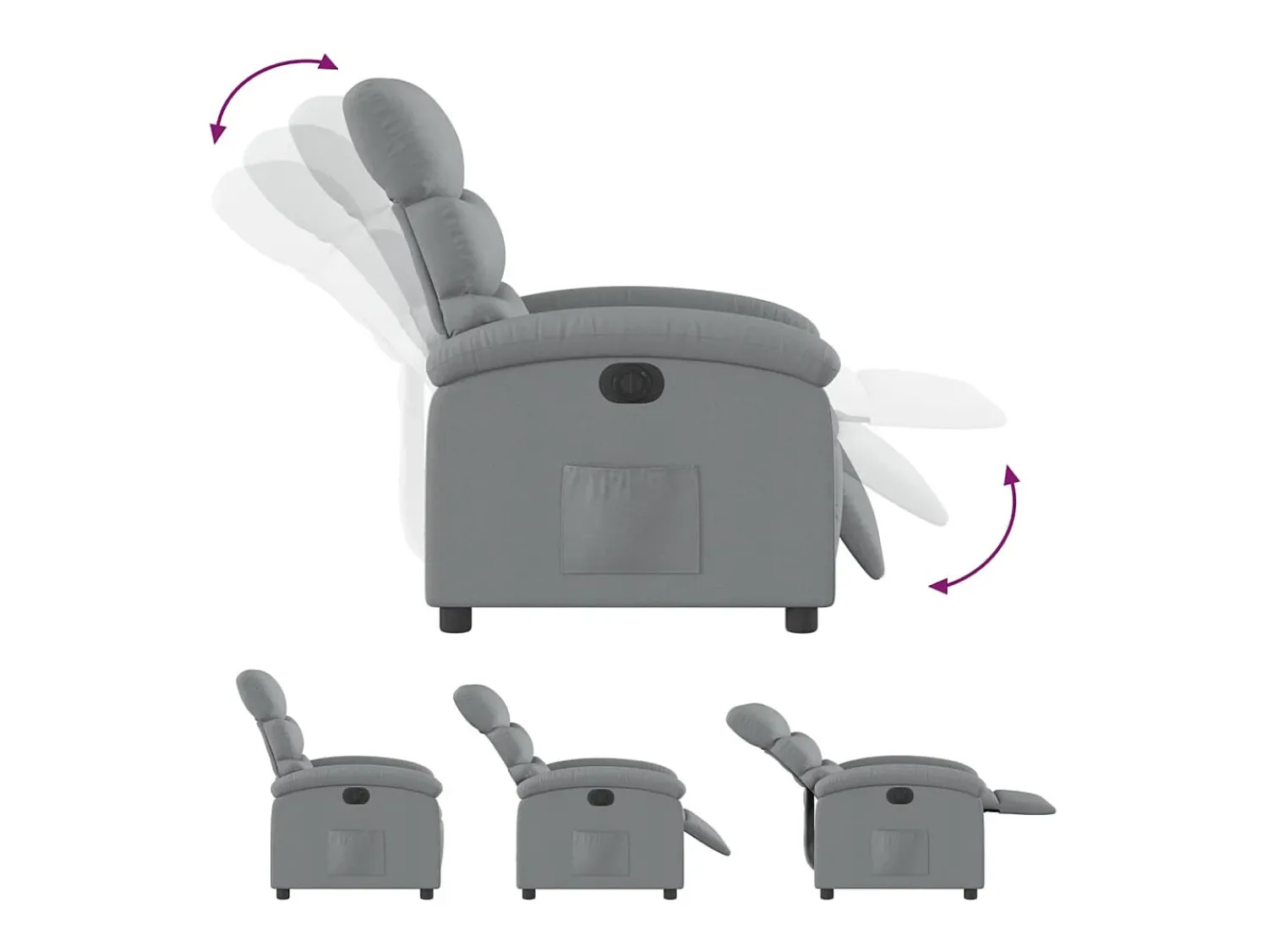 Discount vidaxl Poltrona reclinável elétrica tecido cinzento-claro Cinzento claro