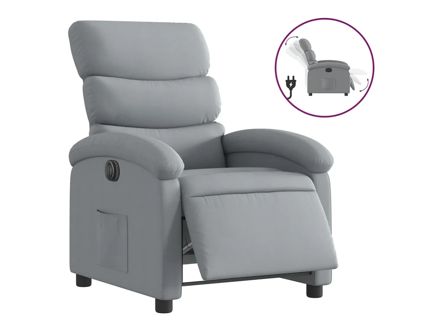 Discount vidaxl Poltrona reclinável elétrica tecido cinzento-claro Cinzento claro