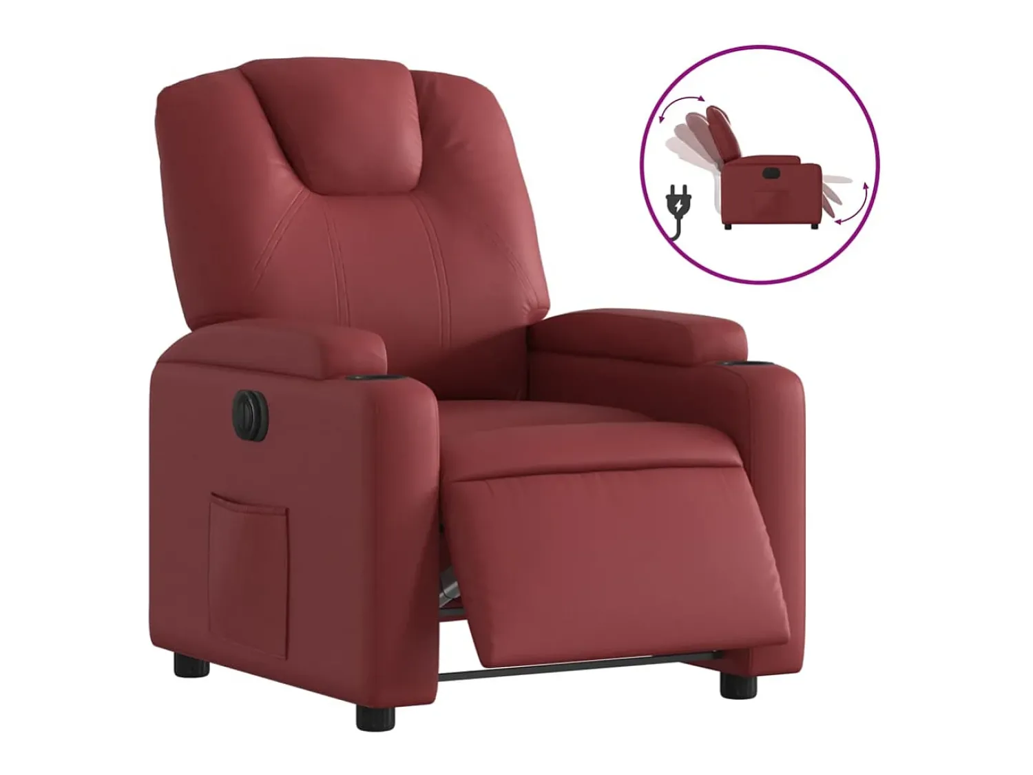 Poltrona| Poltrona reclinável elétrica couro artificial tinto PT973243 Vermelho
