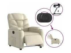 Clearance Poltrona reclinável elétrica couro artificial cor PT705355 Creme