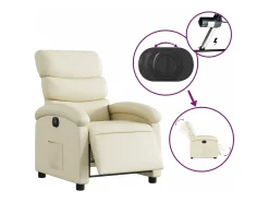 Poltrona| Poltrona reclinável elétrica couro artificial cor PT473713 Creme