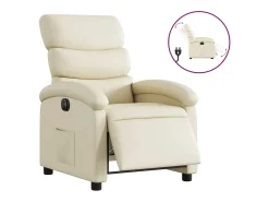 Poltrona| Poltrona reclinável elétrica couro artificial cor PT473713 Creme