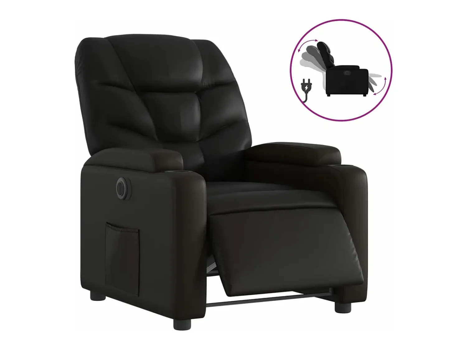Sale Poltrona reclinável elétrica couro artificial PT412159 Preto