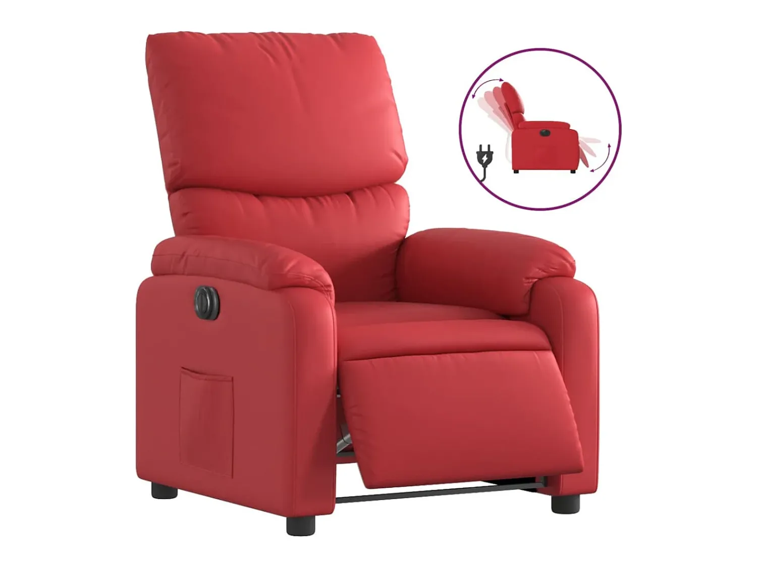 Poltrona| Poltrona reclinável elétrica couro artificial PT741856 Vermelho