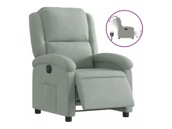Poltrona* Poltrona reclinável elétrica veludo cinzento-claro PT529402 Cinzento claro