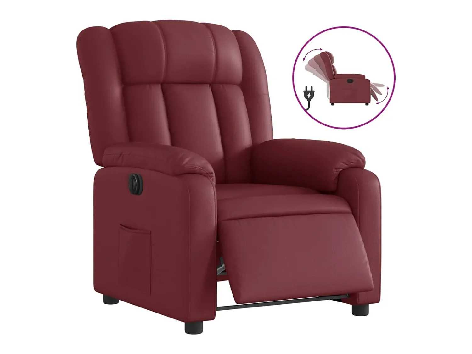 Poltrona reclinável elétrica couro artificial tinto PT964112^ Poltrona