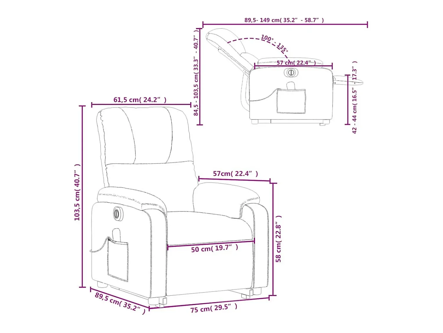 Poltrona*vidaxl Poltrona reclinável elétrica microfibra cinzento-acastanhado Taupe