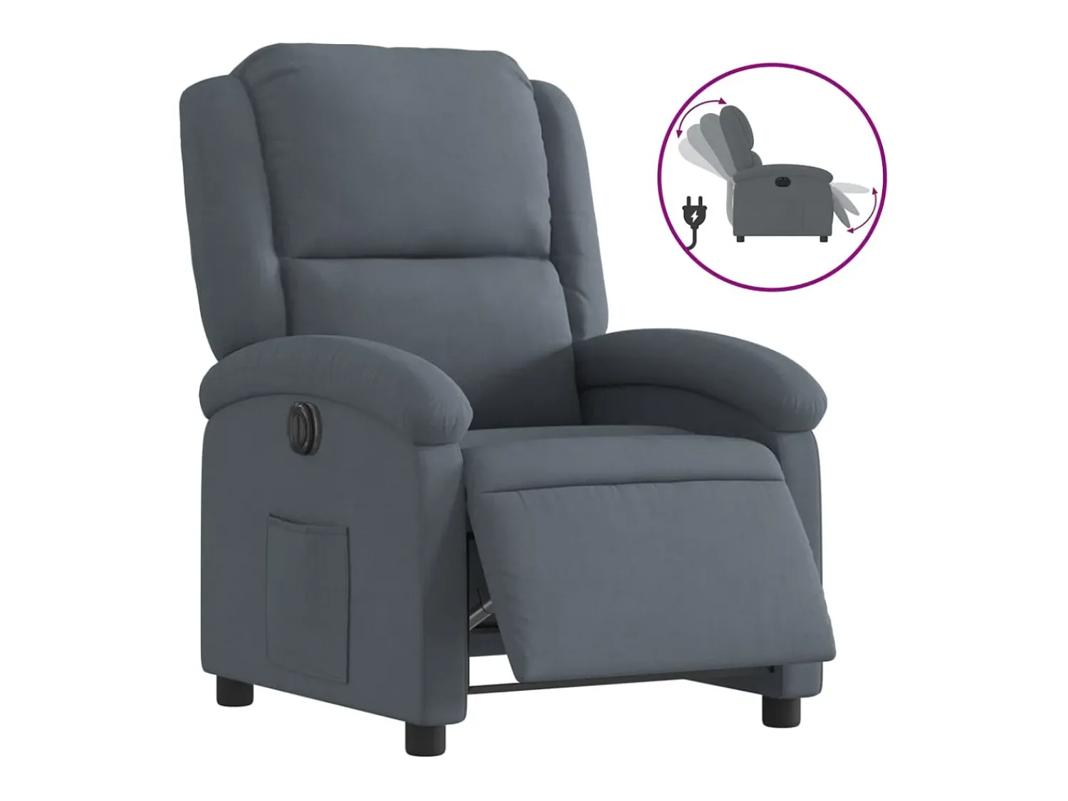 Poltrona*vidaxl Poltrona reclinável elétrica veludo -escuro Cinzento