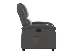 Clearance vidaxl Poltrona reclinável elétrica couro genuíno cinza Cinzento