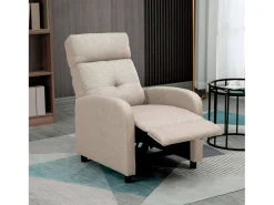 Clearance Poltrona reclinável manual da Dinamarca, 67x98x87 cm, com molas ensacadas. Bege