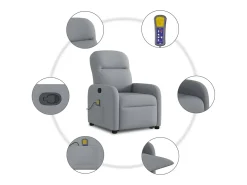 Poltrona*vidaxl Poltrona reclinável massagens tecido -claro Cinzento