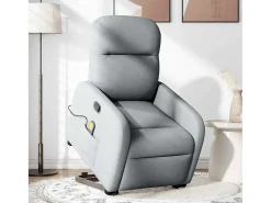 Poltrona*vidaxl Poltrona reclinável massagens tecido -claro Cinzento