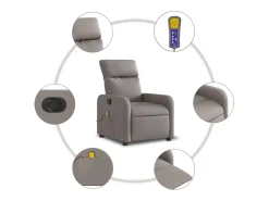 Poltrona reclinável massagens elétrica | Poltrona Confortável tecido cinza-acastanhado SHL807691^ Poltrona