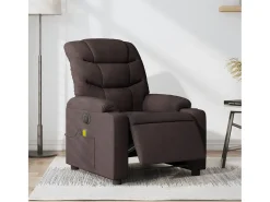 Poltrona| Poltrona reclinável massagens elétrica | Poltrona Confortável tecido -escuro SHL208170 Castanho