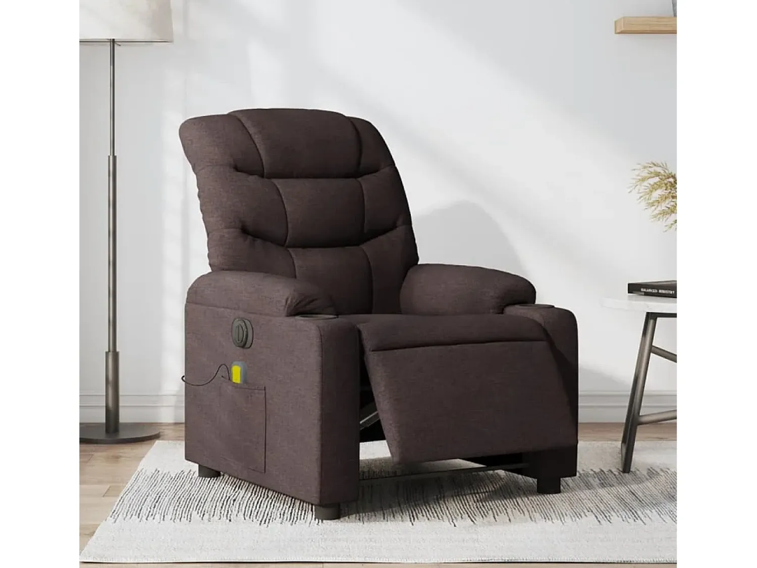 Poltrona| Poltrona reclinável massagens elétrica | Poltrona Confortável tecido -escuro SHL208170 Castanho