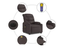 Poltrona| Poltrona reclinável massagens elétrica | Poltrona Confortável tecido -escuro SHL208170 Castanho