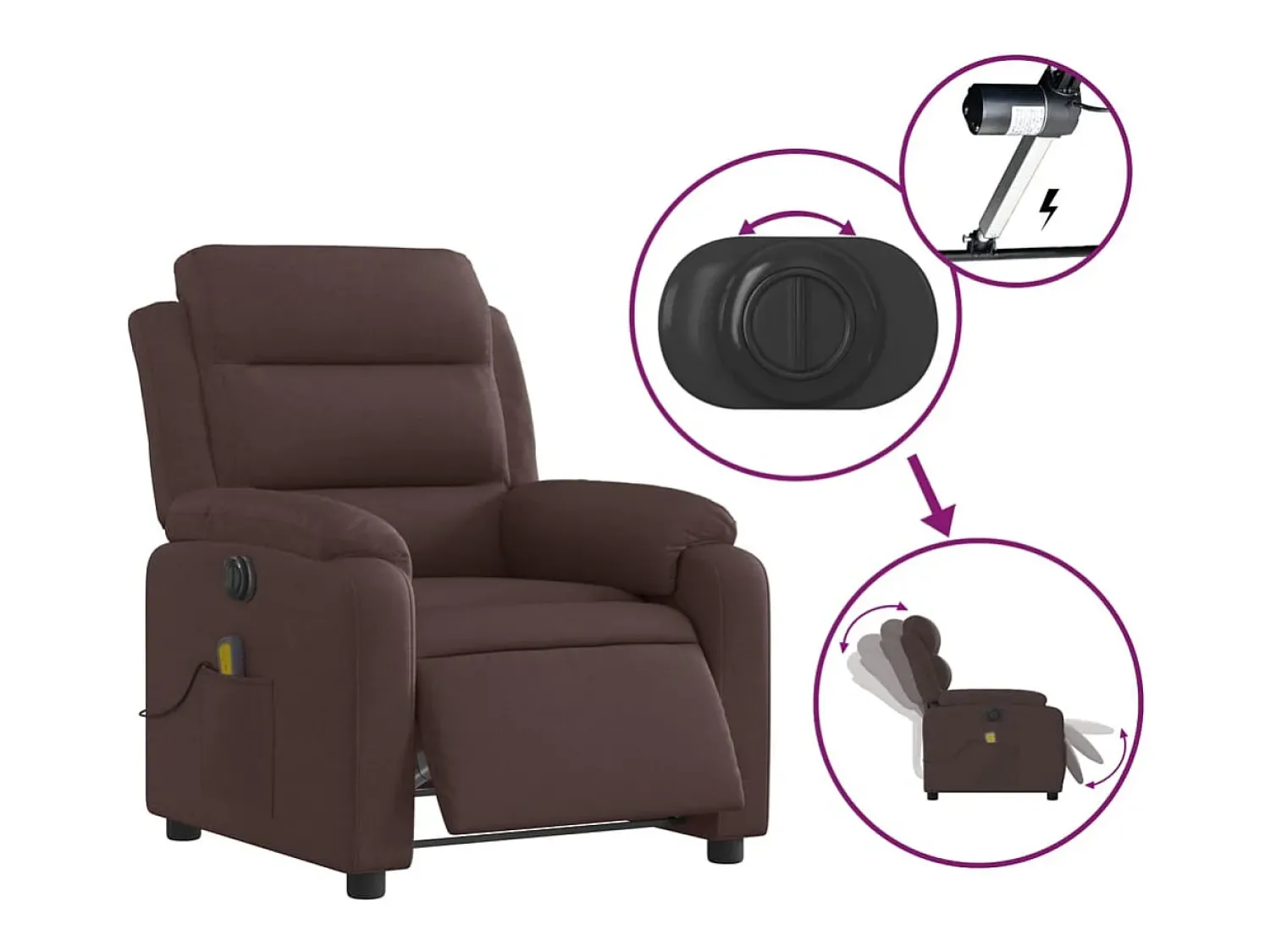 Poltrona reclinável massagens elétrica | Poltrona Confortável tecido -escuro SHL842580^ Poltrona