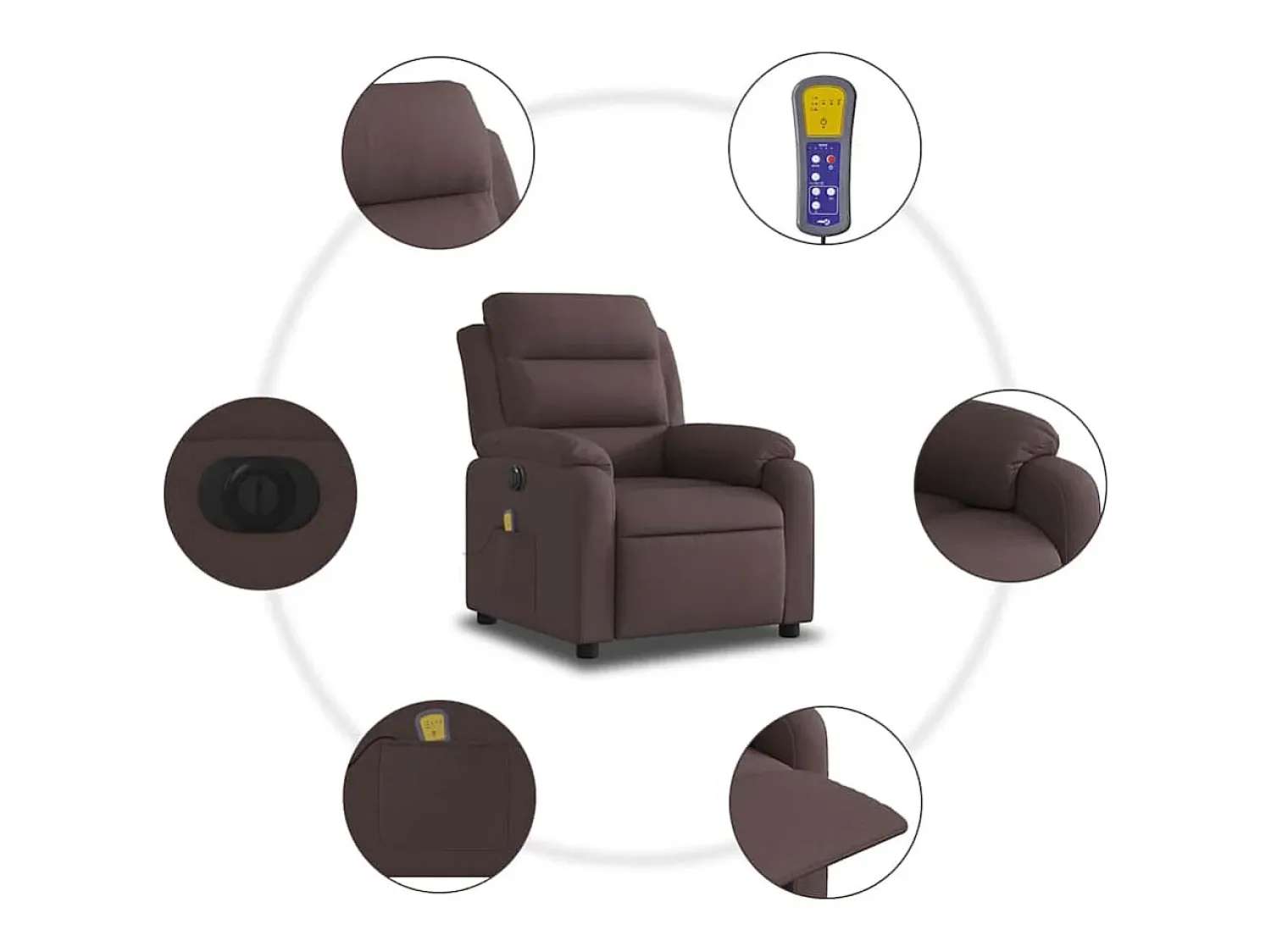 Poltrona reclinável massagens elétrica | Poltrona Confortável tecido -escuro SHL842580^ Poltrona