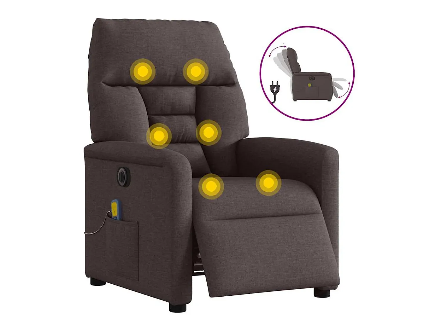 Poltrona reclinável massagens elétrica | Poltrona Confortável tecido -escuro SHL959541^ Poltrona