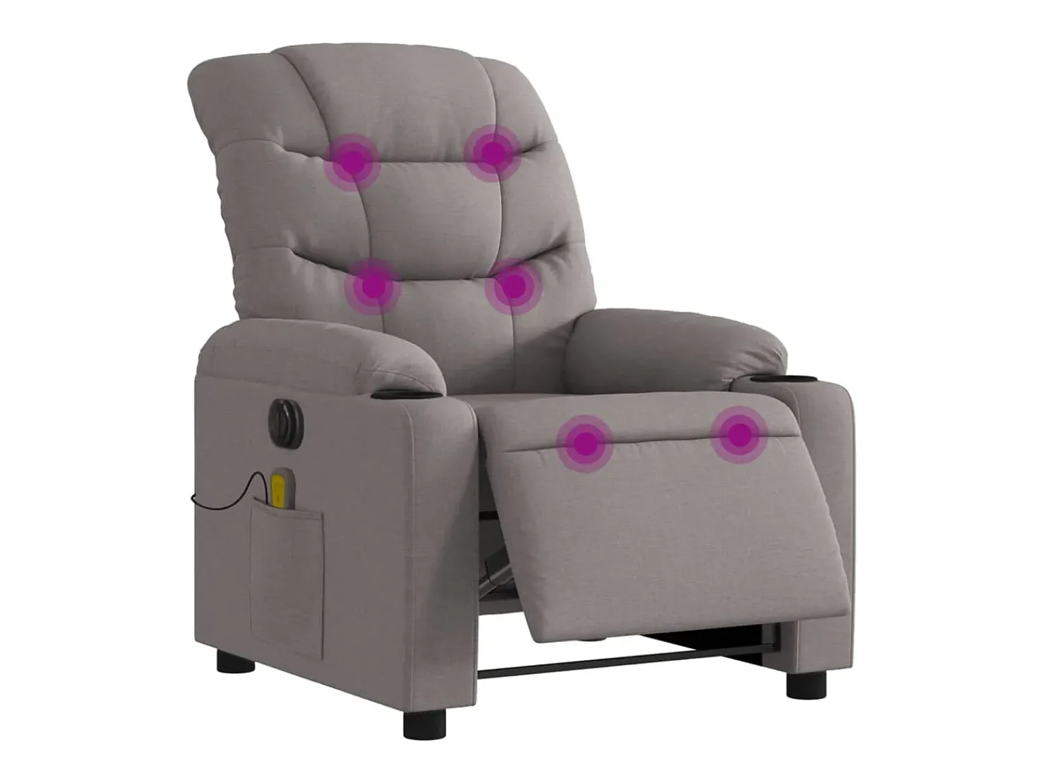 New Poltrona reclinável massagens elétrica | Poltrona Confortável tecido cinza-acastanhado SHL938243 Taupe