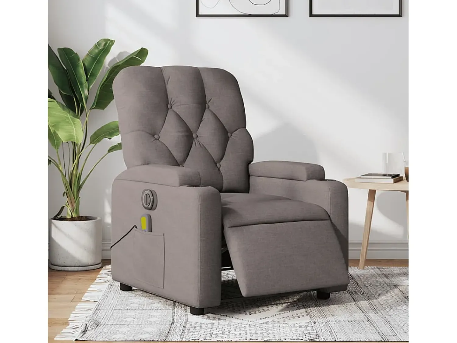 Poltrona* Poltrona reclinável massagens elétrica | Poltrona Confortável tecido cinza-acastanhado SHL776446 Taupe