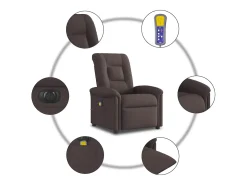 Poltrona reclinável massagens elétrica | Poltrona Confortável tecido -escuro SHL144606^ Poltrona