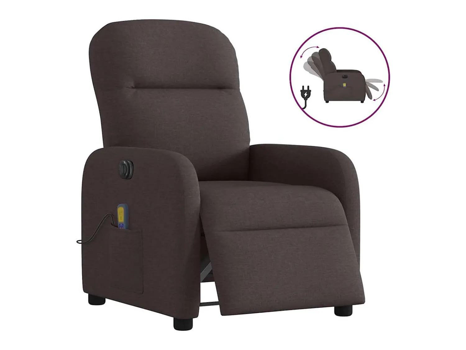 Poltrona* Poltrona reclinável massagens elétrica | Poltrona Confortável tecido -escuro SHL618660 Castanho