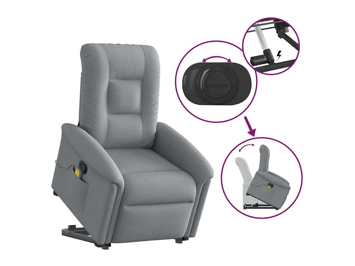 Poltrona* Poltrona reclinável massagens | Poltrona Confortável tecido -claro SHL345312 Cinzento