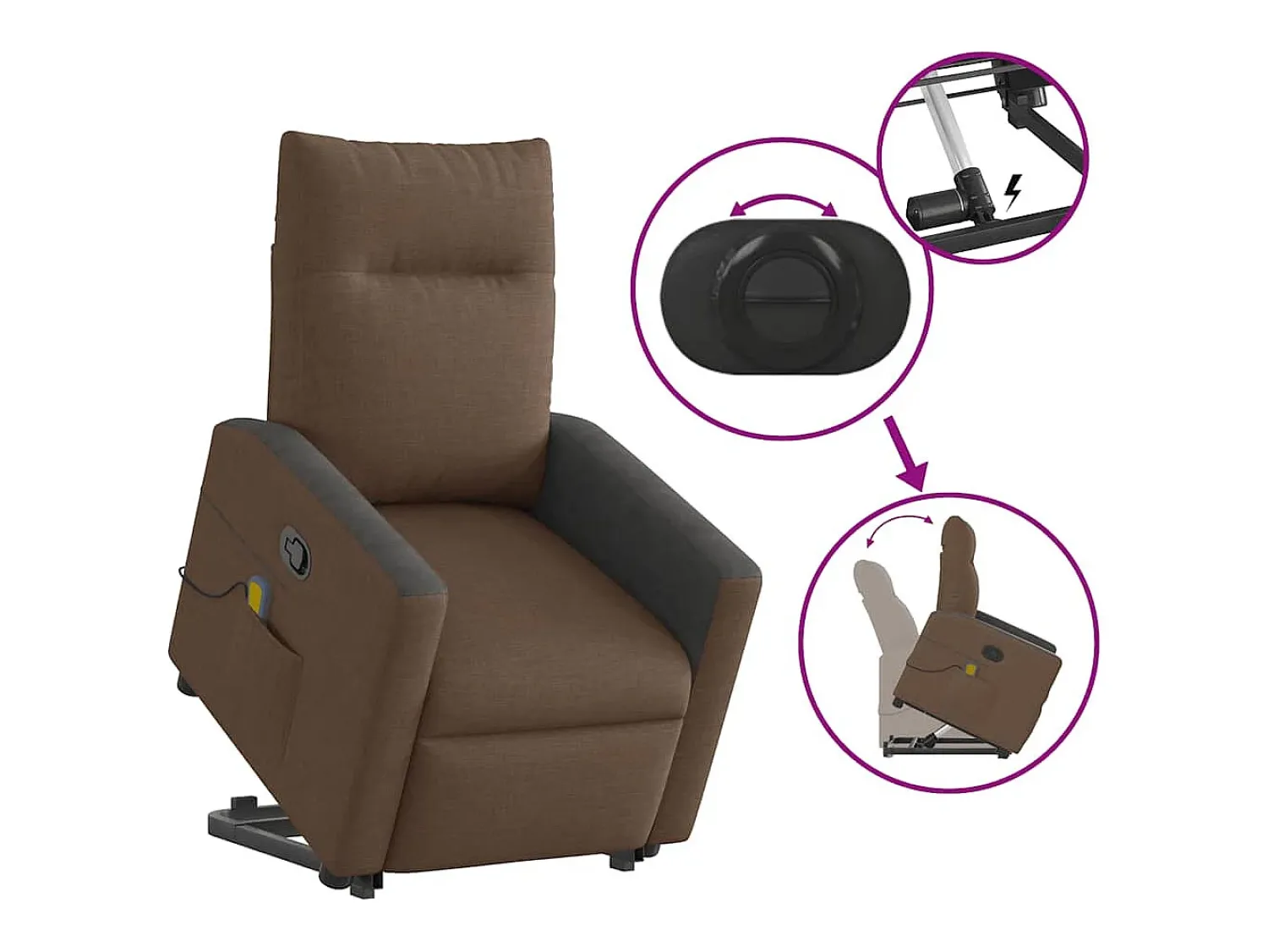 Online Poltrona reclinável massagens | Poltrona Confortável tecido SHL225877 Castanho