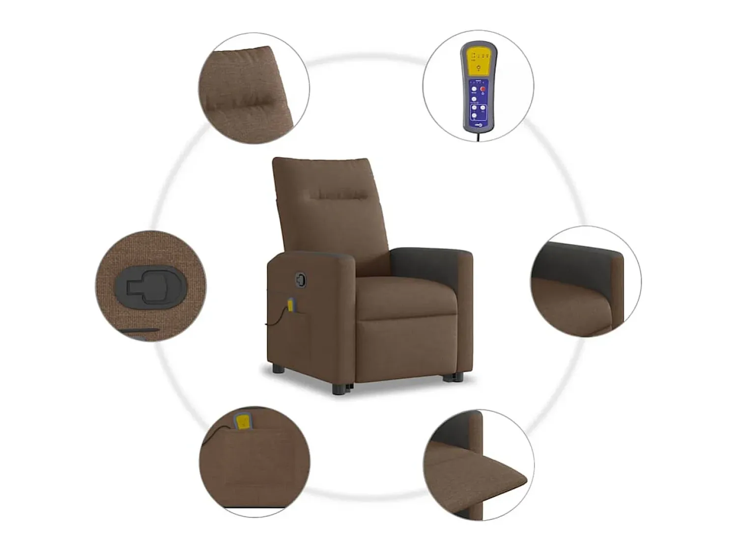 Online Poltrona reclinável massagens | Poltrona Confortável tecido SHL225877 Castanho