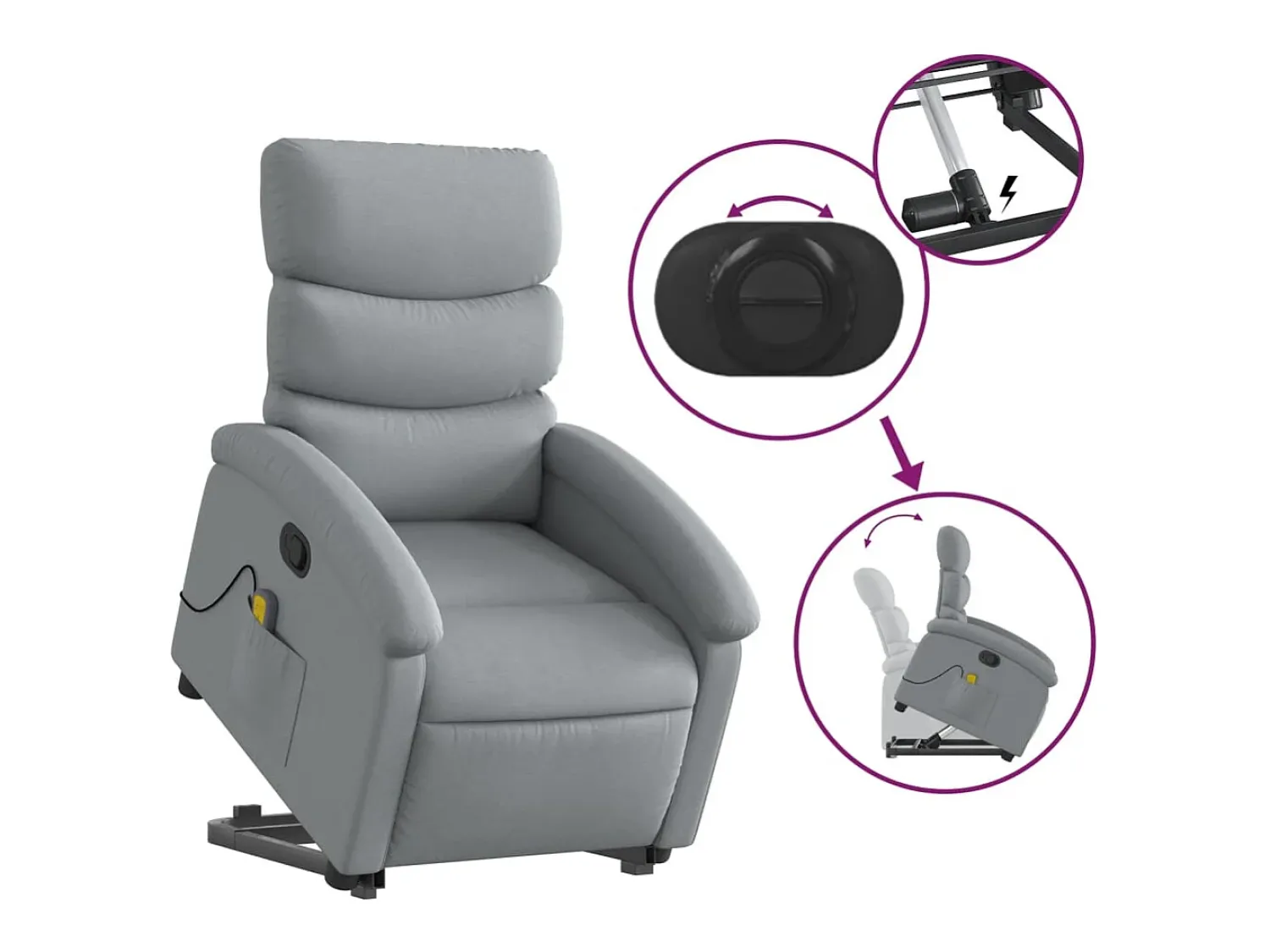 Poltrona* Poltrona reclinável massagens | Poltrona Confortável tecido -claro SHL16483 Cinzento