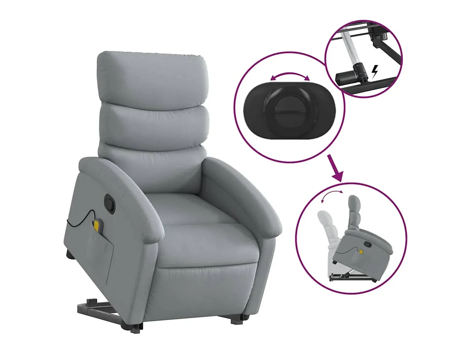 Poltrona* Poltrona reclinável massagens | Poltrona Confortável tecido -claro SHL16483 Cinzento
