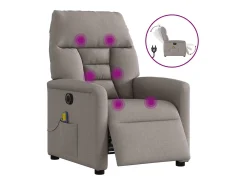 Outlet Poltrona reclinável massagens elétrica | Poltrona Confortável tecido cinza-acastanhado SHL12558 Taupe