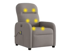 Outlet vidaxl Poltrona reclinável massagens elétrica tecido cinza-acastanhado Taupe