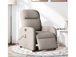 Outlet vidaxl Poltrona reclinável massagens elétrica tecido cinza-acastanhado Taupe