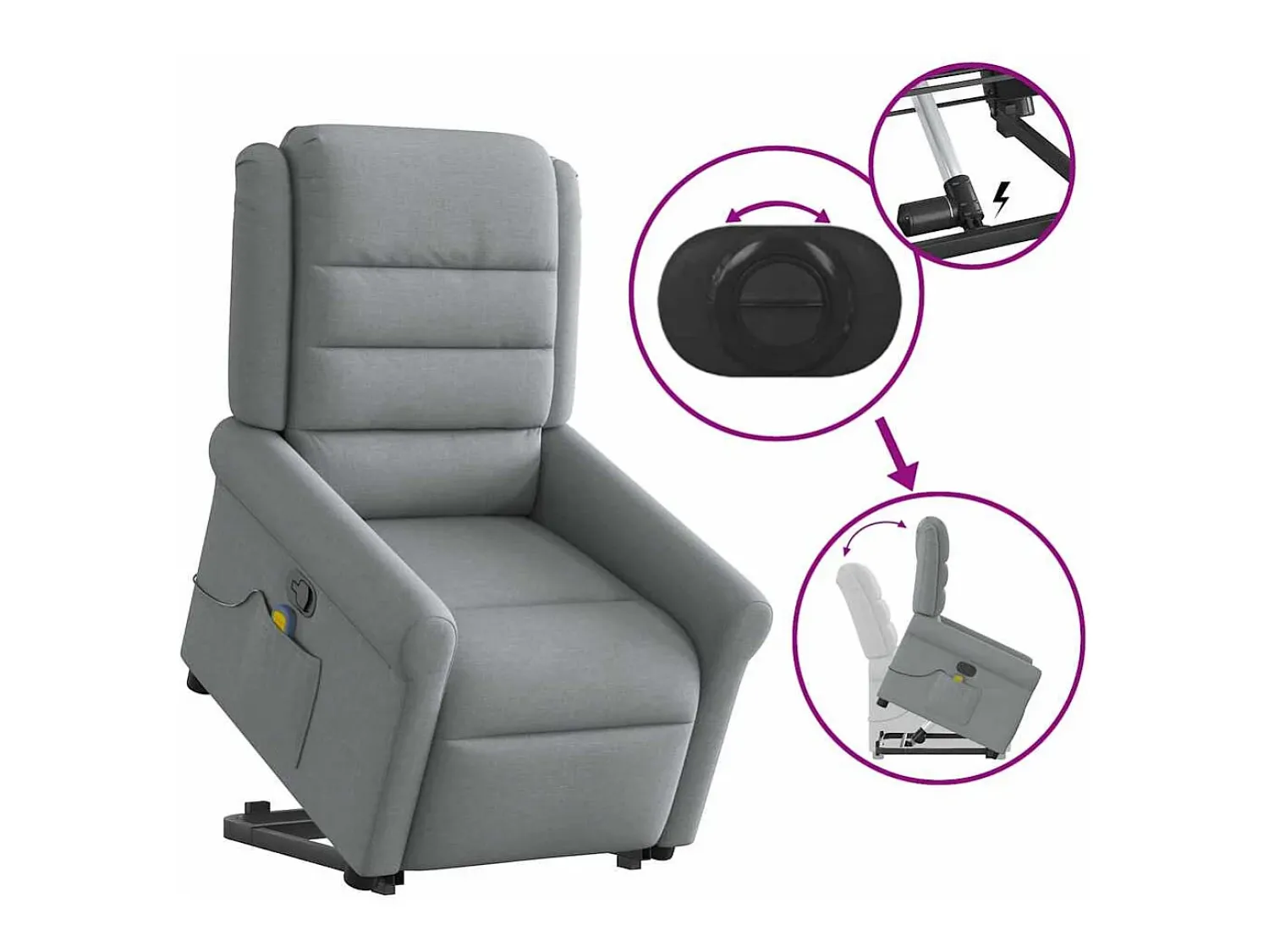 Poltrona reclinável massagens | Poltrona Confortável tecido -claro SHL600029^ Poltrona