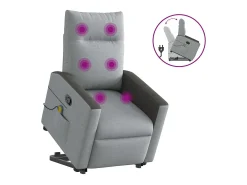 Poltrona* Poltrona reclinável massagens | Poltrona Confortável tecido -claro SHL24627 Cinzento